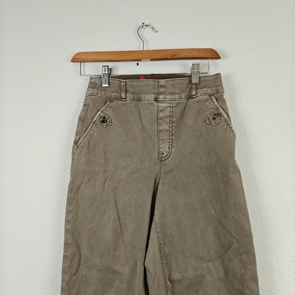 SPANX Stretch Twill Cropped Wide Leg Pants In Cedar Size Small Women's - Picture 6 of 12